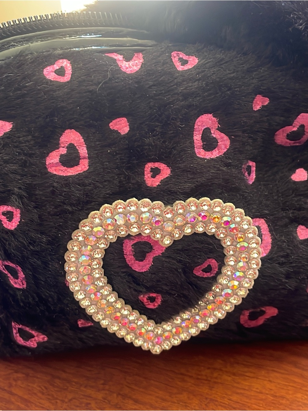 Pink Heart Lip Gloss Case with Rhinestone Accent
